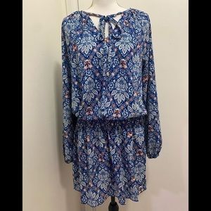 Nicole Miller Studio Blue Boho Floral Dress